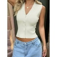 thumbnail image 4 of Womens Vest Tops Knit Sleeveless Sweaters Button Down V Neck Casual Clothes Trendy Summer Outfits Cream White M, 4 of 6
