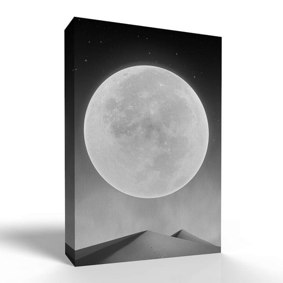 wall26 - Canvas Wall Art - Black Moon Super Big for Living Room - Modern Home Art Stretched and Framed Ready to Hang - 32x48 inches