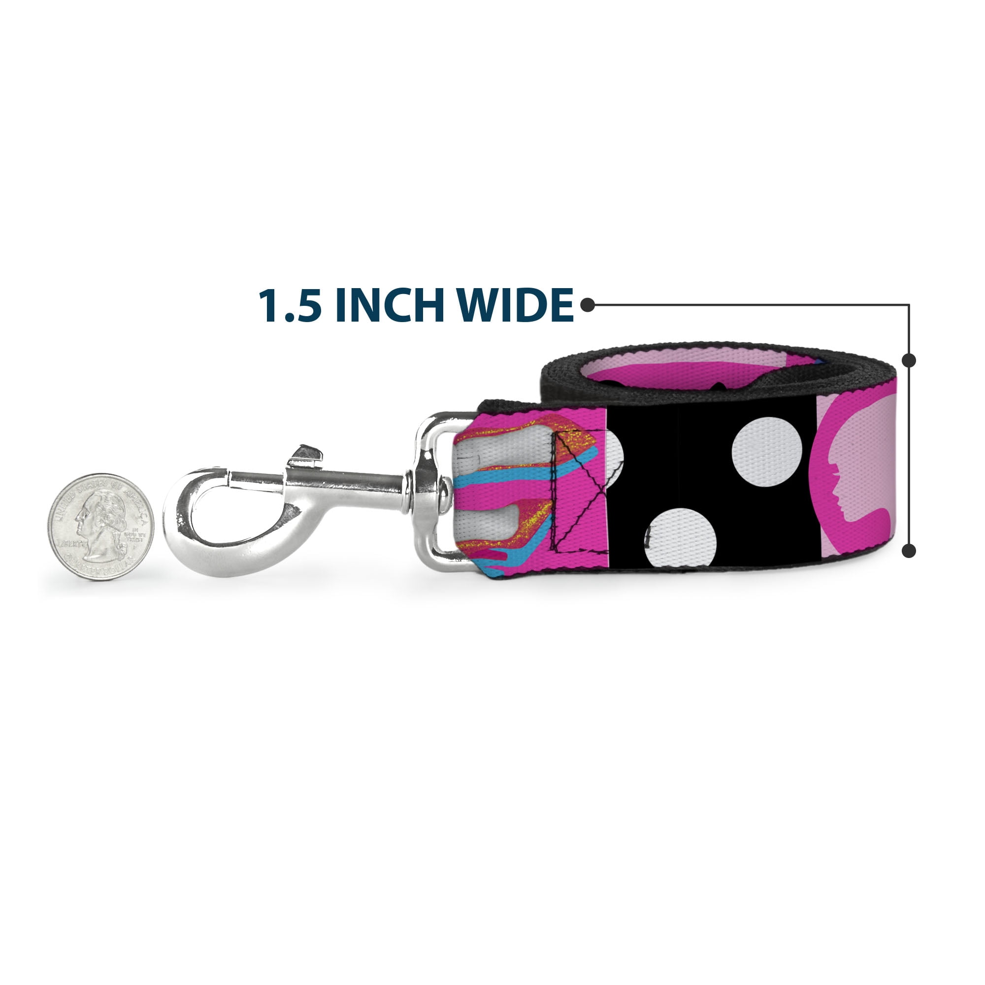 Mattel Pet Leash, Dog Leash, Barbie Accessory Icons Collage Multi Color, 6 Feet Long 1.0 Inch Wide