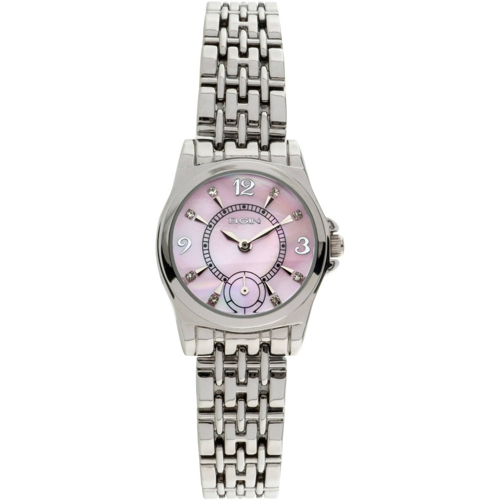 Elgin Elgin Women's SilverTone Light Pink Mother of Pearl