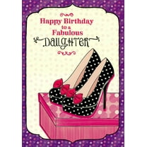 Designer Greetings Black Polka Dot High Heel Shoes with Pink Bows Birthday Card for Teen Daughter