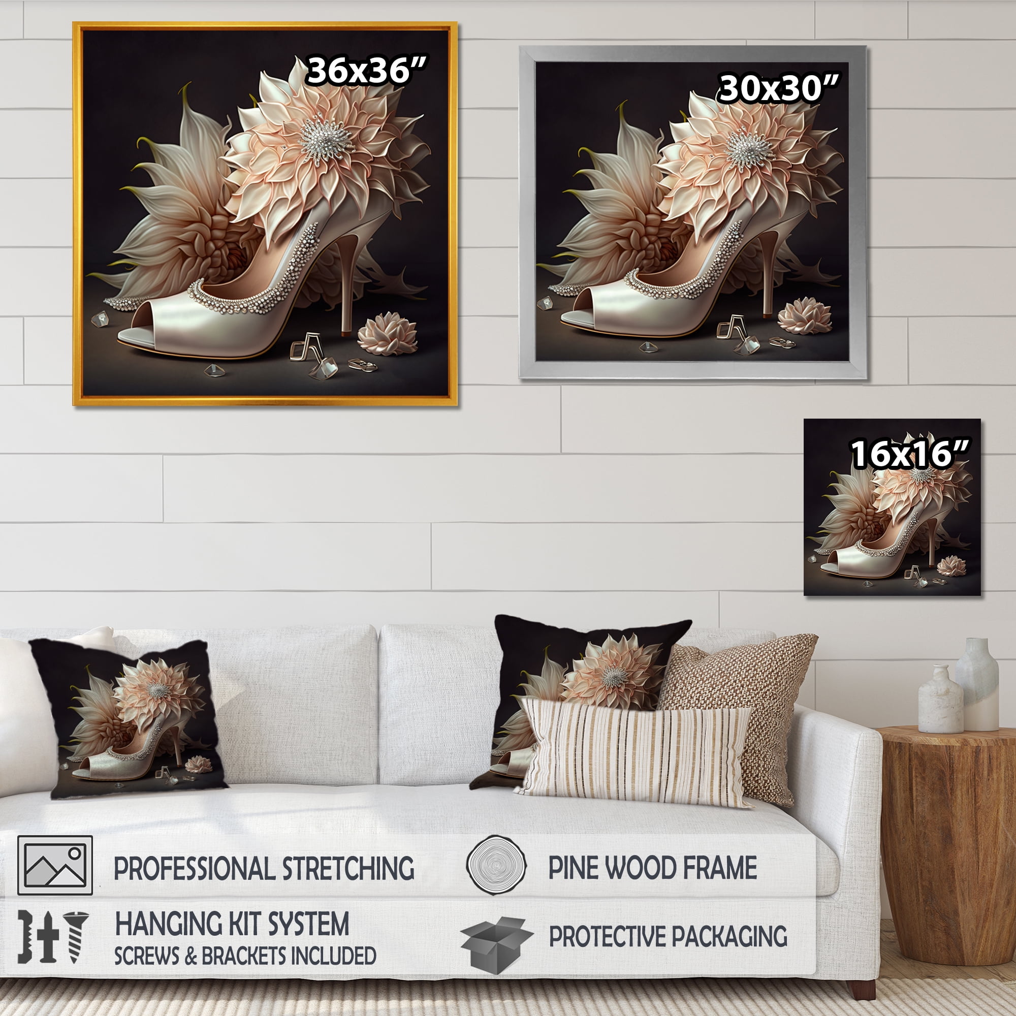 Designart Wedding Shoes Canvas Wall Art
