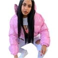 thumbnail image 2 of Munlar Trench Coats For Women,Women Winter Short Stand Collar Warm Coat Hooded Jacket Slim Winter Outwear Coat, 2 of 8