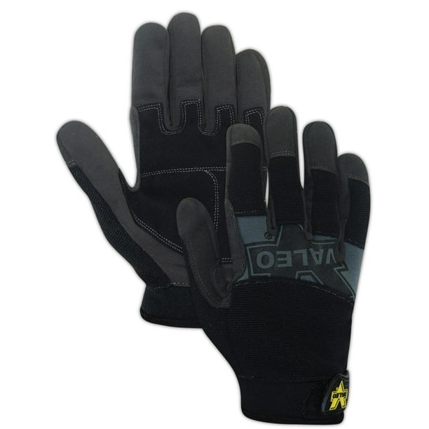 Valeo GMFS Leather Palm Mechanics Gloves with Stretch Back, 1 Pair
