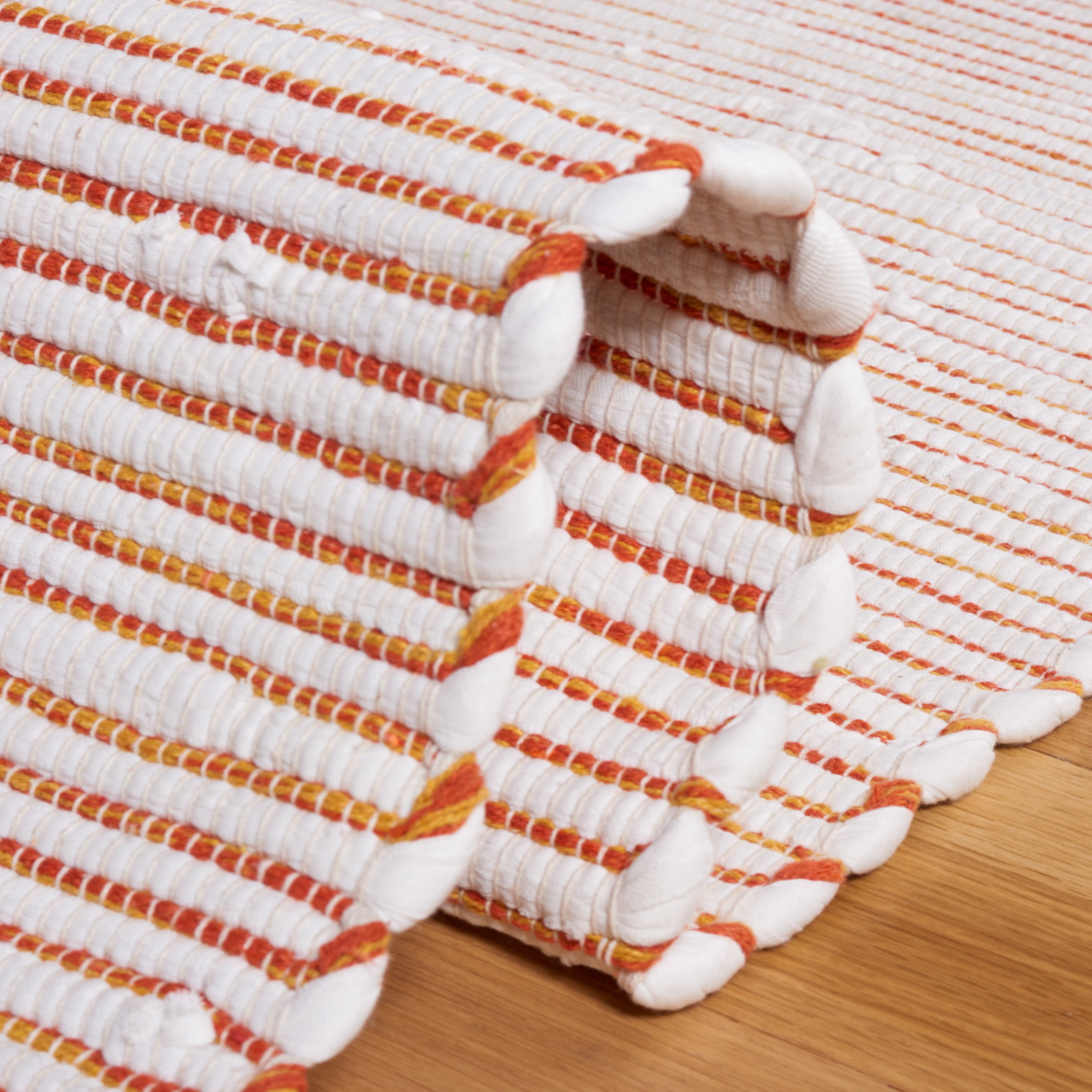SAFAVIEH Montauk Carver Striped Cotton Area Rug, Red/Ivory, 8' x 10'