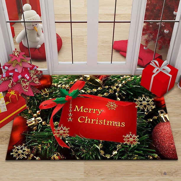 Xihbxyly Felpudo Navideño, Decoración Festiva, Poliéster Suave, Base de Pvc Antideslizante, Ideal para Entrada, Cocina o Exterior, 60 X 90 Cm.