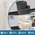 thumbnail image 5 of H.VERSAILTEX Split 4-Panel Velvet Recliner Chair Cover, High Stretch Non-Slip Washable Recliner Slipcover for Living Room, Ivory, 5 of 6