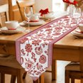thumbnail image 2 of Red Floral Table Runner Linen Burlap Table Runner 120 Inches Long Vintage Flowers Botanical Farmhouse Greek Key Dresser Scarves for Kitchen Island Coffee Dining Room Party Holiday Decor 13"x120", 2 of 8