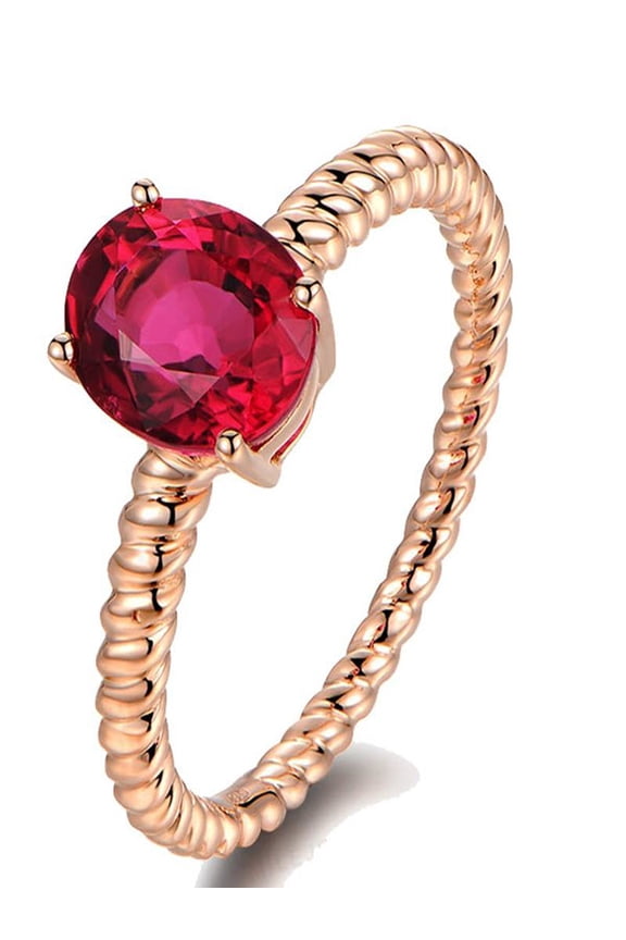1 Carat Oval Cut Solitaire Red Ruby Antique Engagement Ring In 10K Rose Gold, Promise Ring, Anniversary Gift