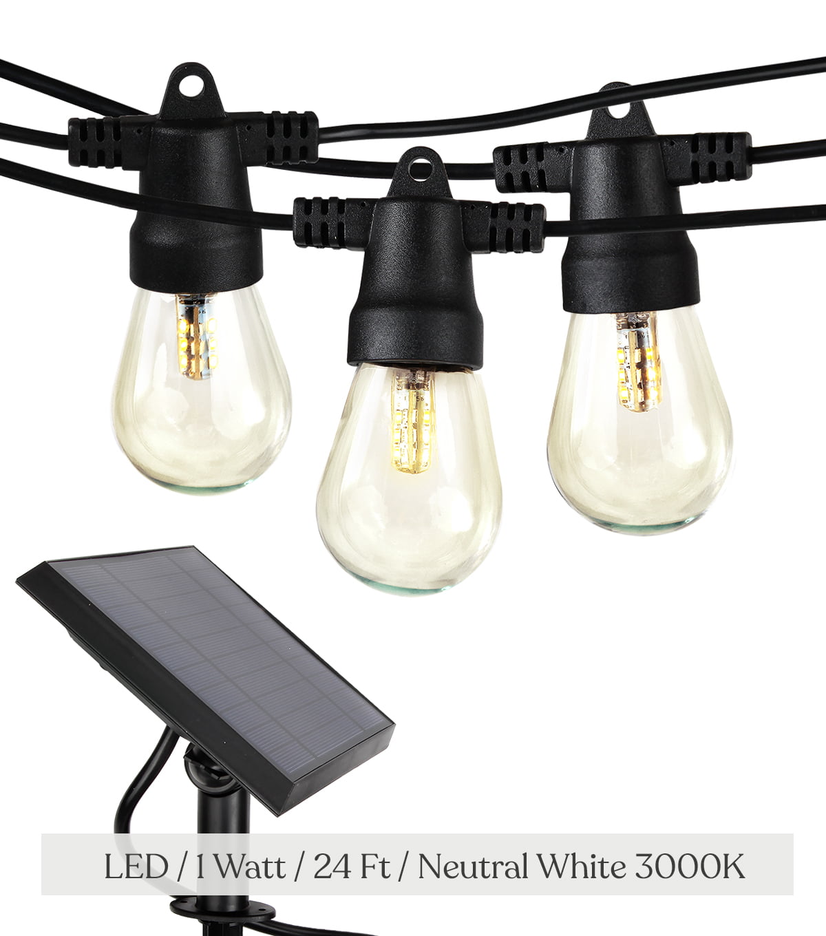 ❤ Feit Outdoor Indoor Weatherproof String Light Set 48ft 24 White LED Bulbs NEW 