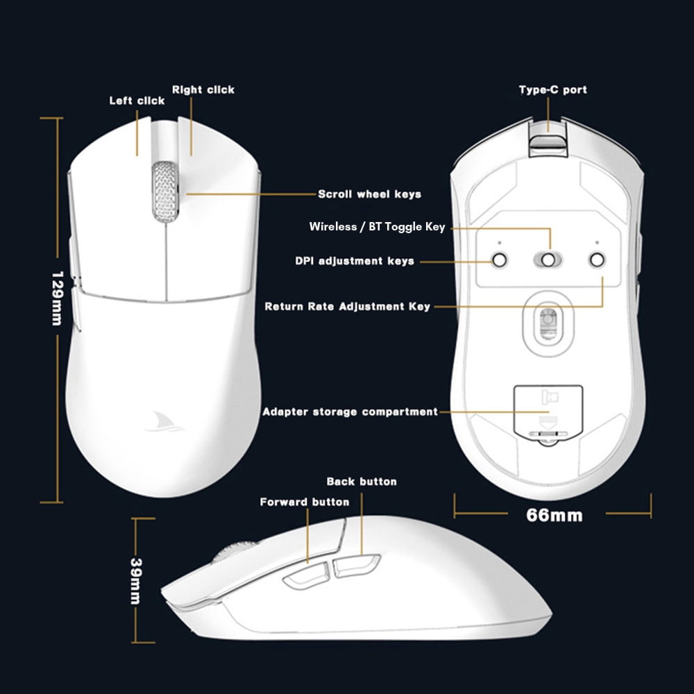 Motospeed Darmoshark Mouse 2.4G Wireless BT5.0 & Type-C Motospeed Darmoshark Mouse 2.4G Wireless BT5.0 & Type-C