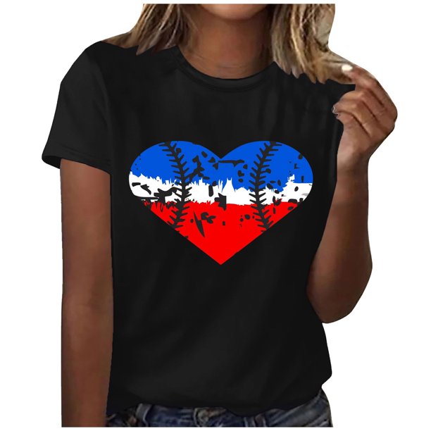 Blusa informal de manga corta con cuello redondo y estampado suelto de verano para mujer con estilo OAVQHLG3B Store lin121212