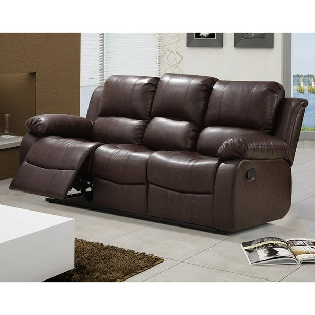 Us Furnishing Express Madison Bonded Leather Modern Reclining Sofa With Drop Down Tea Table Com Us Furnishing Express Madison Bonded, Sofa Express Leather Couch