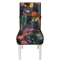 thumbnail image 7 of TSOVTHRID Black Cat Colorful Floral Print Quilted Dining Chair Cushion Covers Stretchy Comfy Seat Cushion Slipcovers Removable Armless Chair Covers with Detachable Strap, Set of 4, 7 of 7