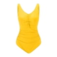 thumbnail image 4 of Eashery Swimsuit Women One Piece Solid Bathing Suit One Piece Swimsuits for Women Yellow XL, 4 of 5