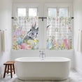 thumbnail image 4 of Easter Tier Curtains 54 Inch Length, Spring Rabbit Eggs Flowers Leaves Grey Plaid Cafe Short Curtains for Bathroom Over Sink, Small Kitchen Curtain Light Filtering Tiered Drapes 2 Panels 27.5"Wx54"L, 4 of 8
