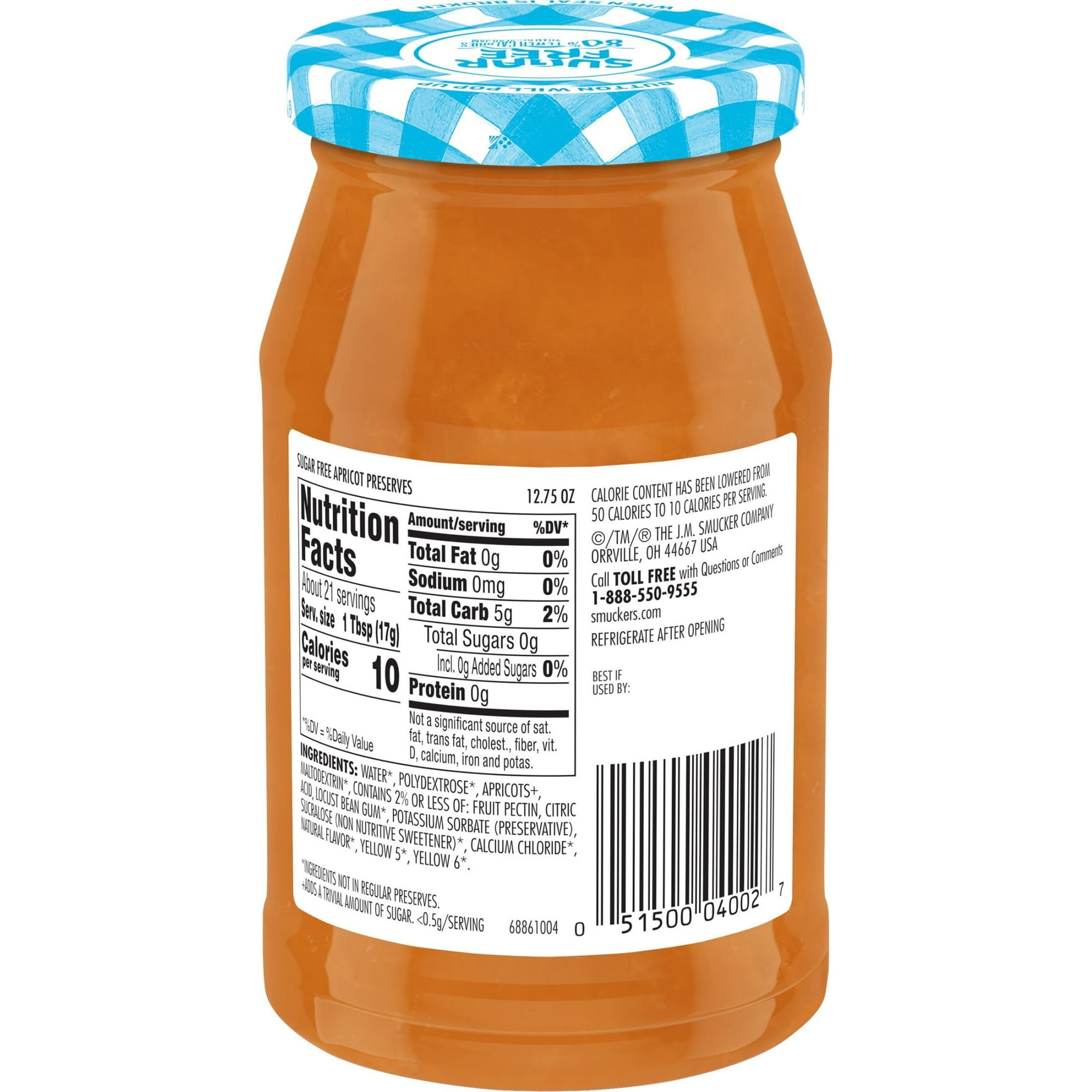 Smucker's Sugar Free Apricot Preserves, 12.75 ozs, Pack of 4