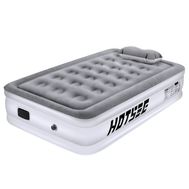 Hotsee Twin Air Mattress, Inflatable Airbed with Built-in Air Pump and Raised Pillow for Camping Travel Guest Home, 330lb Max (Twin Size 16")