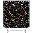 thumbnail image 2 of 4PCS Black Floral Shower Curtain Set, Waterproof Fabric Shower Curtain, Non-Slip Bathroom Rugs, Vintage Flower White Peony Pink Rose Blossom Plant Spring Victorian Boho Floral Bathroom Decor, 2 of 7