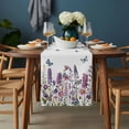 thumbnail image 2 of Purple Flowers Table Runner - 108 Inch Long, Kitchen Dining Table Runner Dresser Scarves, Spring Butterflies Lavender Daisy Botanical Farmhouse Decor for Coffee Tables Wedding Party Banquet, 2 of 8