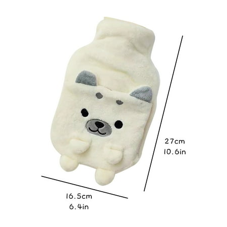 

Hot Water Bottle With Cartoon Dog Plush Cover Portable Water Hand Warmer Home Essentials