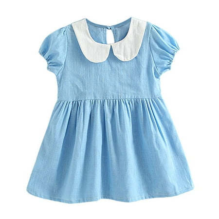 

Maxcozy Toddler & Baby Girls Puff Sleeve Doll Collar Summer Dress Sundress