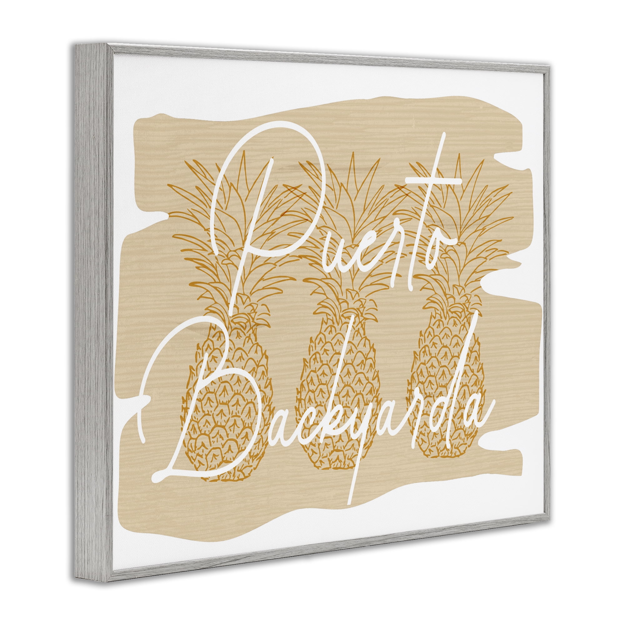 Stupell Industries Puerto Backyarda Phrase Food & Beverage Painting Gray Framed Art Print Wall Art, 30 x 24