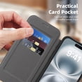 thumbnail image 6 of for iPhone 16 Wallet Case, Compatible with MagSafe, Support Wireless Charging, Slim Fit Premium PU Leather Flip Folio Cover with Card Slots Case Wallet for iPhone 16 - Gray, 6 of 9