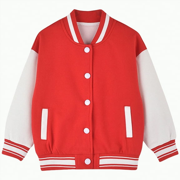 UAYOTSE Boy and Girl Baseball Jackets Casual Varsity Jacket School Bomber Jackets(11-12 Years,S29-Red)