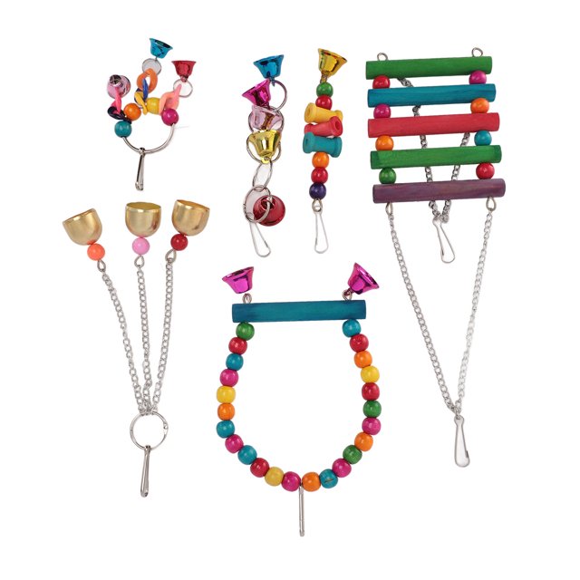Swing Bell Toys, Bird Toy Set Hook Installation Chewing Colorful for Lovebirds for Cockatiel