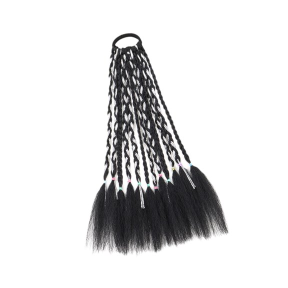 Pitycbo Braiding Hair Extensions 30cm Long Lightweight Soft as Human Hair Braiding Black 1B with Silver Line