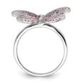 thumbnail image 2 of Finest Gold Sterling Silver Rhodium-Plated Polished Pink CZ Butterfly Ring - Size 7, 2 of 6