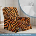 thumbnail image 4 of Renewold Tiger Print Recliner Couch Cover Breathable Tiger Stripes Reclining Chair Slipcover 4 Pieces Non-Slip Recliner Sofa Cover with Pocket and Elastic Bottom for Dogs, Kids, 4 of 8