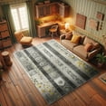 thumbnail image 3 of Ambesonne Southwestern Decorative Rug Carpet, Flowers Weathered Art, 2' 5" x 5', Charcoal Grey and Yellow, 3 of 5