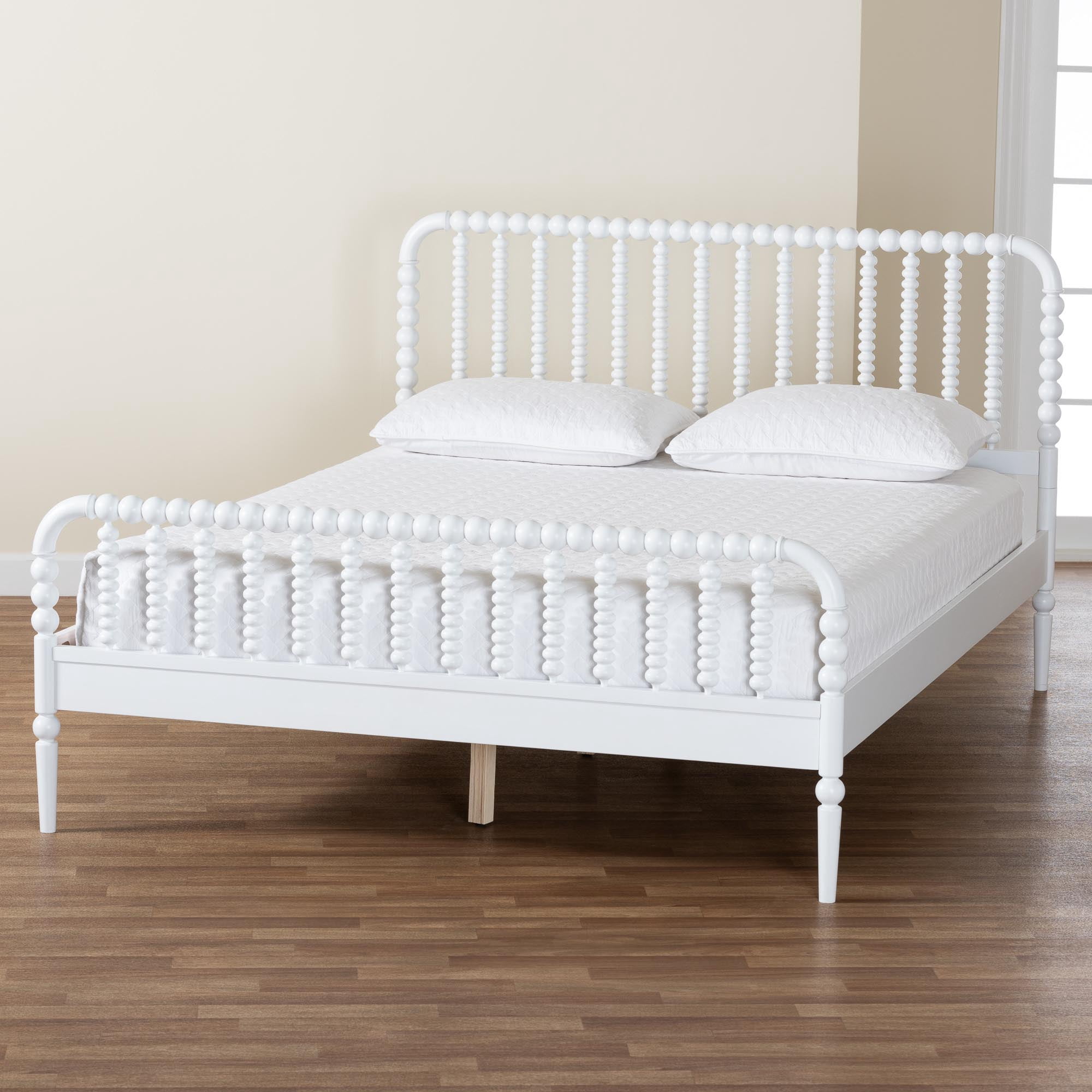 Baxton Studio Lucera Mid-Century Platform Bed, Queen, White
