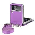 thumbnail image 6 of SaniMore for Samsung Galaxy Z Flip 4 (6.7" 2022) Case, PU Leather Skin with Card Slots Detachable Crossbody Lanyard Stylish Embossed Flower Anti-scratch Anti-drop Shockproof Girly Shell, Purple, 6 of 20
