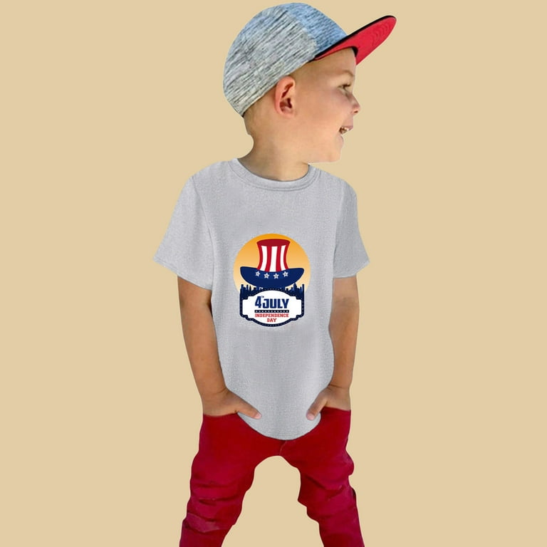 Summer Toddler Boys Girls Short Sleeve Independence Day Letter Prints T Shirt Tops Boys Shirts Size 8 Long Sleeve Shirt Toddler Boy Tops 2t Boys Clothes Size 8 Long Sleeve Boys Shirts
