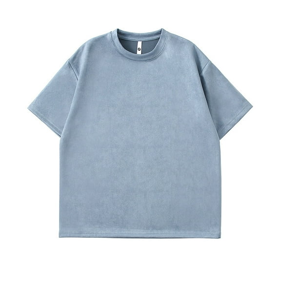 Rloper-Lop Oversized Solid T-Shirts for Men Short Sleeve Crewneck Sweatshirts Vintage Streetwear Basic Tees Fashion Solid Color Tops