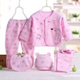 thumbnail image 2 of 5Pcs Newborn Baby Clothes Set Long Sleeve Coat Top Pants Cap Outfit, 2 of 7