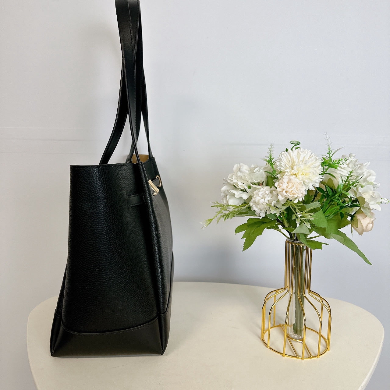 Michael Kors handbag for women Reed Large Logo Tote Bag MK bag for women, Black, Large