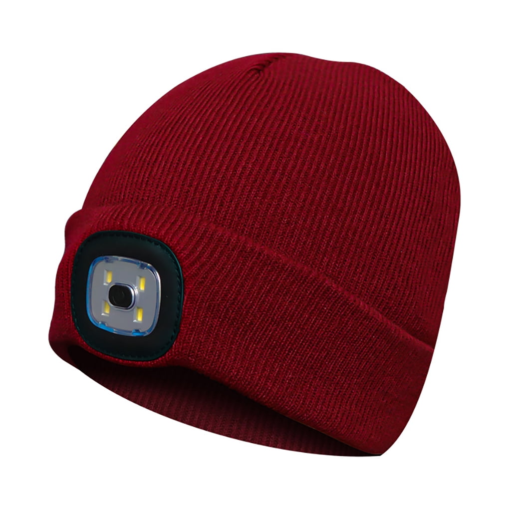 Beanie Hat Woolly Cap Rechargeable LED Light Camping Fishing Hiking Head Torch