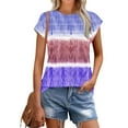 thumbnail image 2 of Women's Tops Crew Neck Pleated Cap Sleeve Tie Dye Tunic Shirts Summer Casual Loose Comfortable Tee (XL, Multicolor 7), 2 of 7