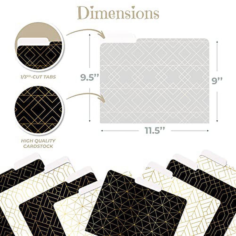 Better Office Geometric Gold Foil Heavyweight File Folders 1/3-Cut Tab Letter Size Assorted Colors