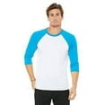 thumbnail image 2 of The Bella + Canvas Unisex 3/4 Sleeve Baseball T-Shirt - WHITE/ NEON BLUE - XS, 2 of 4