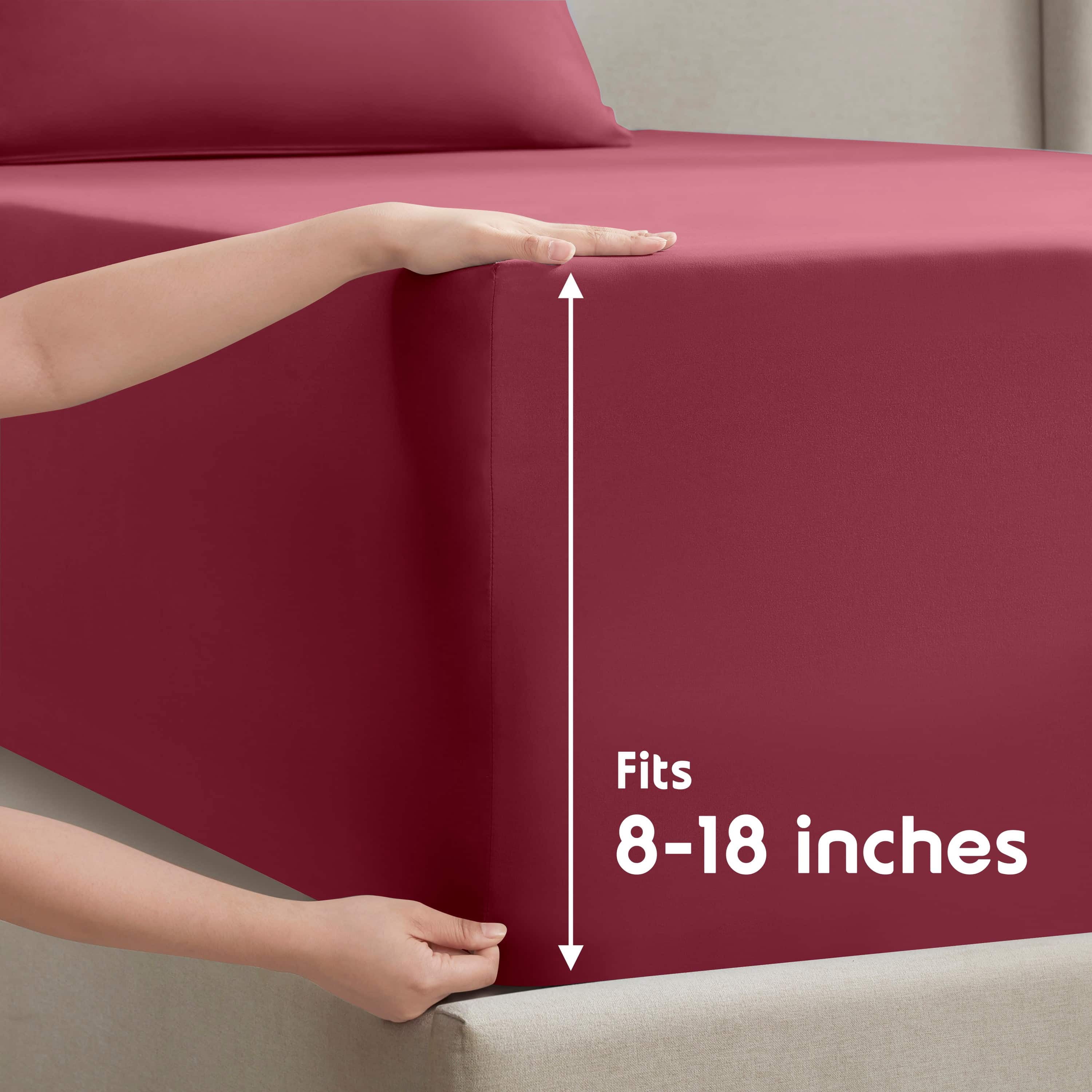 Lammaloe Twin XL Sheets Set, Hotel Style Deep Pocket 3 Piece Bed Sheets, Soft Microfiber Kids Bedding Set, Burgundy Red