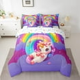 thumbnail image 2 of Manfei Stars Unicorn 7-Piece Twin Bedding Sets,Colorful Rainbow Bedding Comforter Set,Galaxy Universe Breathable Sheet Sets,Super Cozy Alphabet Bedroom Decorative,Reversible, 2 of 7