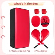 7-in-1 Taekwondo Kick Pad Set, Martial Art Kicking Pad, PU Leather Boxing Focus Pad, Boxing Training Equipment, Target Punching Pads & Hand Wraps for Karate, Sparring, MMA, Muay Thai