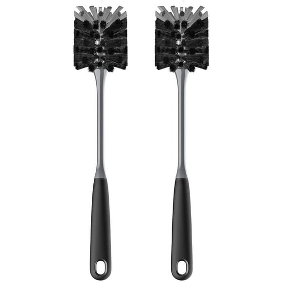 MR.SIGA Long Handle Bottle Brush, Flexible Scrub Brush for Water Bottles, Glasswares, Mugs, Black, 2 Pack