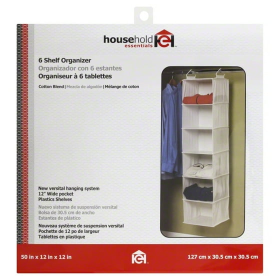 Household Essentials 6Shelf Hanging Closet Organizer with Plastic