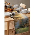 thumbnail image 3 of Fall Forest Burlap Cotton Table Runner 13x90 Inches Long, Country Pastoral Trees Cabin Nature Scenery Farmhouse Table Runners, Outdoor Dining Tablecloths Decor for Baby Shower/Party/Wedding, 3 of 6